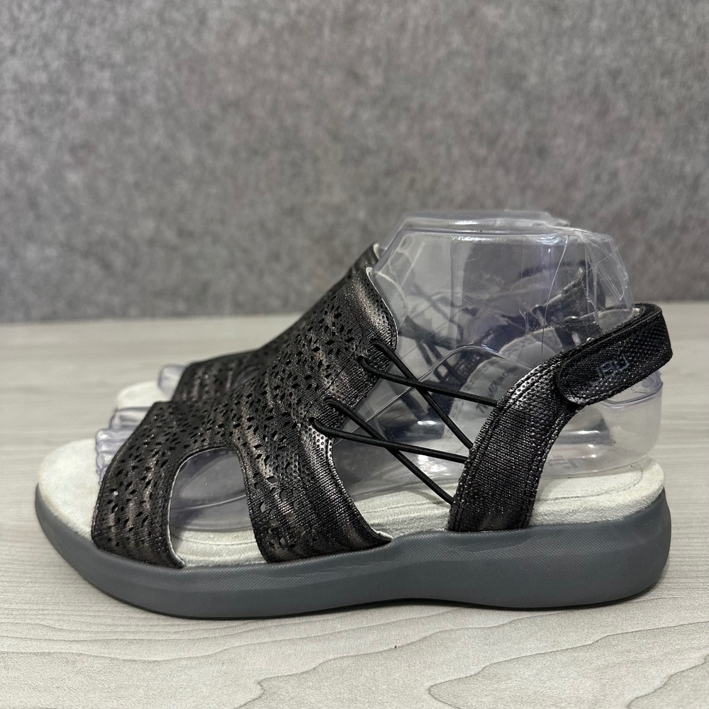 JBU Jambu Francis Sandals Womens 7 Gray Black Laser Cut Slingback Bungee - Picture 5 of 10